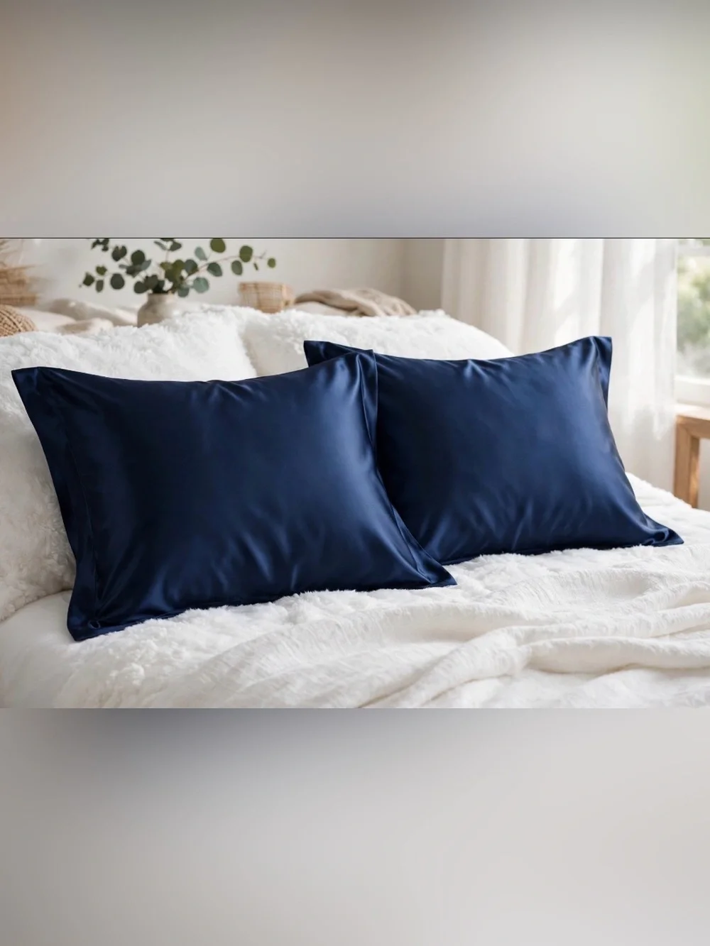 NWOT Navy Blue Mulberry Silk Pillowcase Set of 2 - 20